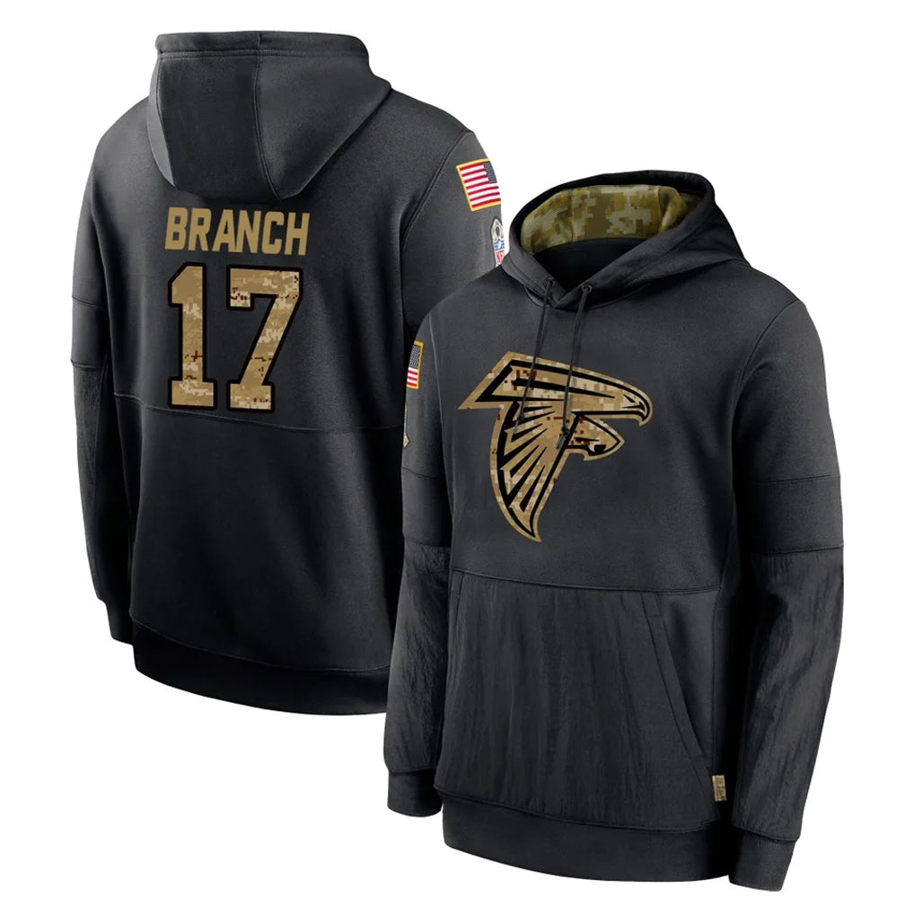 A.Falcons #17 Zachariah Branch Player Black Salute to Service Limited Black Hoodie Edoa Stitched Jerseys