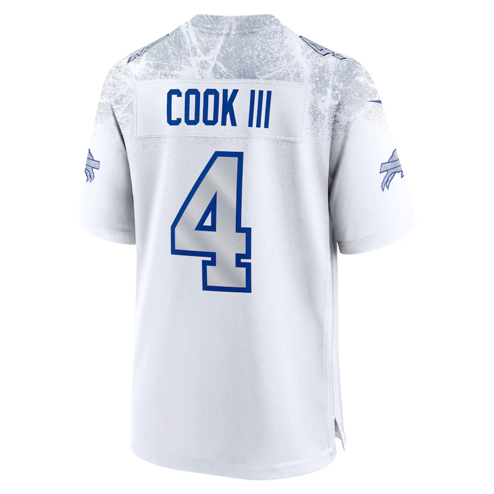 B.Bills #4 James Cook III Player White Rivalries Collection Game Edoa Stitched Jerseys