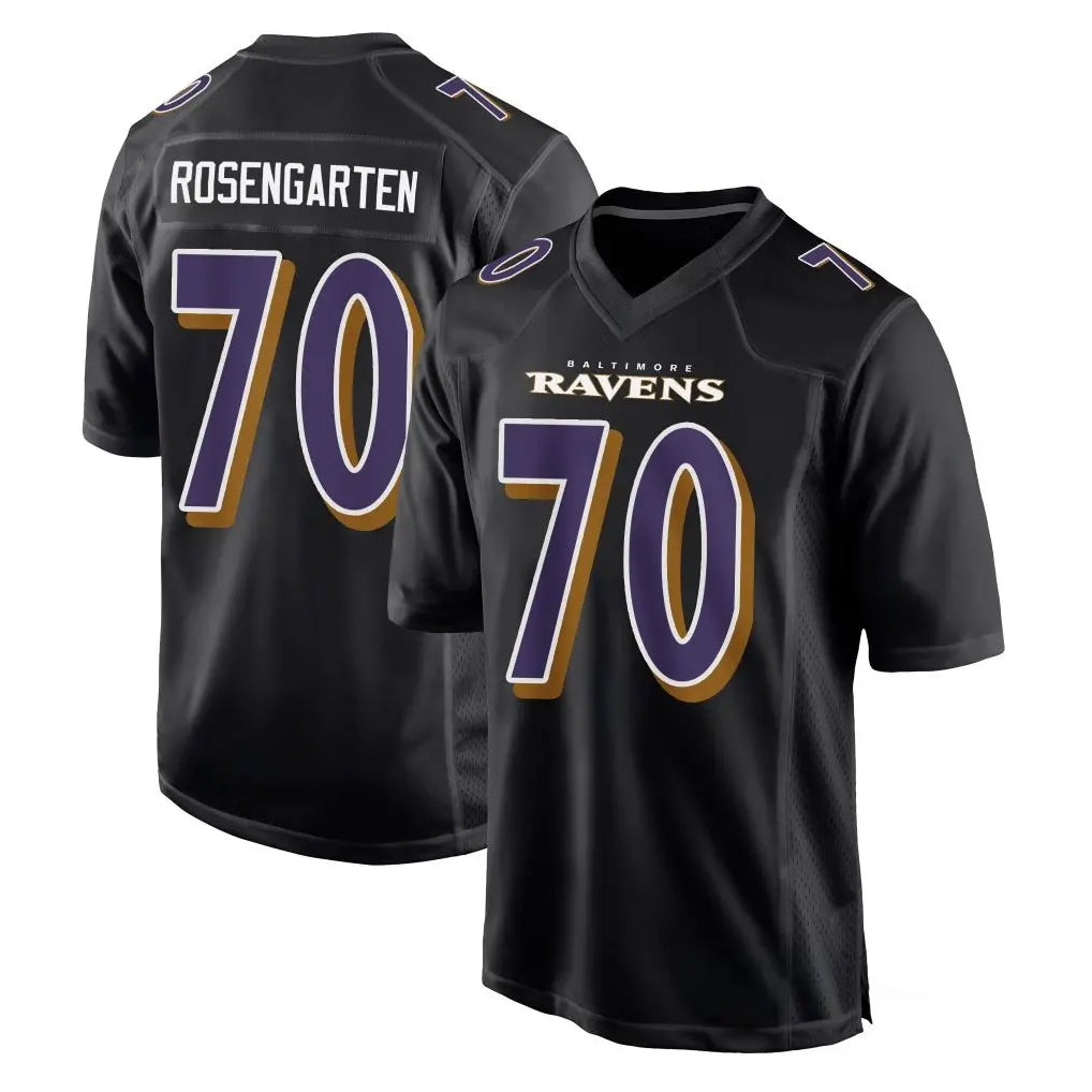 B.Ravens #70 Roger Rosengarten Player Black Carbon Fashion Home Game Edoa Stitched Jerseys