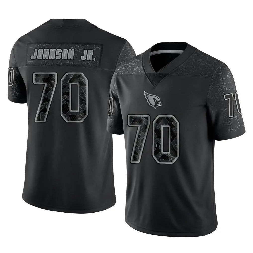 A.Cardinals #70 Paris Johnson Jr. Player Black RFLCTV Limited Home Game Edoa Stitched Jerseys
