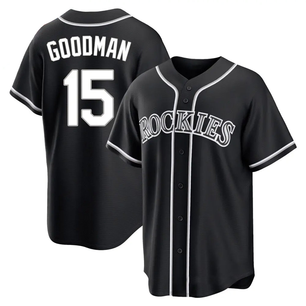 C.Rockies #15 Hunter Goodman Player Black Fashion Out Home Game Edoa Stitched Jerseys