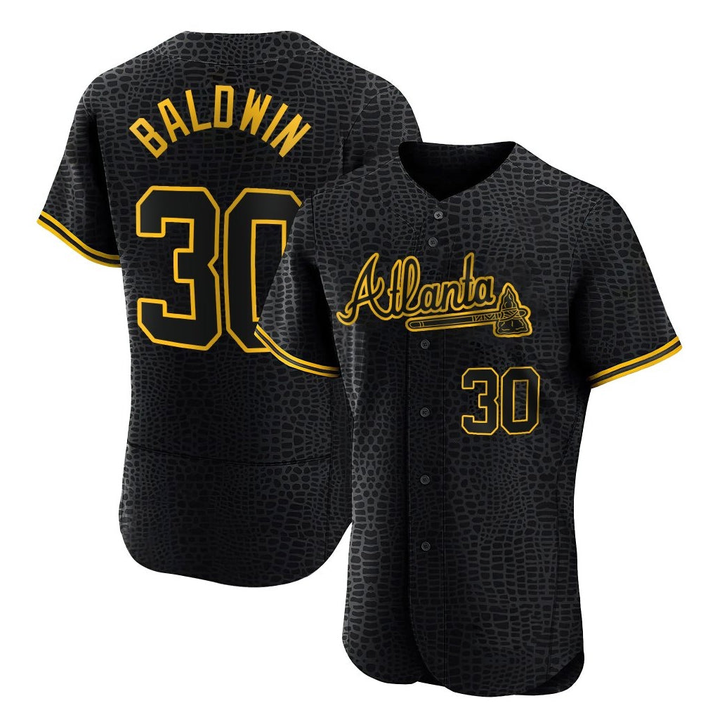 A.Braves #30 Drake Baldwin Player Black Snake Skin City Limited Elite Home Game Edoa Stitched Jerseys