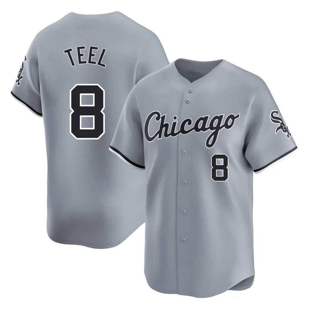 C.White Sox #8 Kyle Teel Player Gray Road Limited Home Edoa Stitched Jerseys