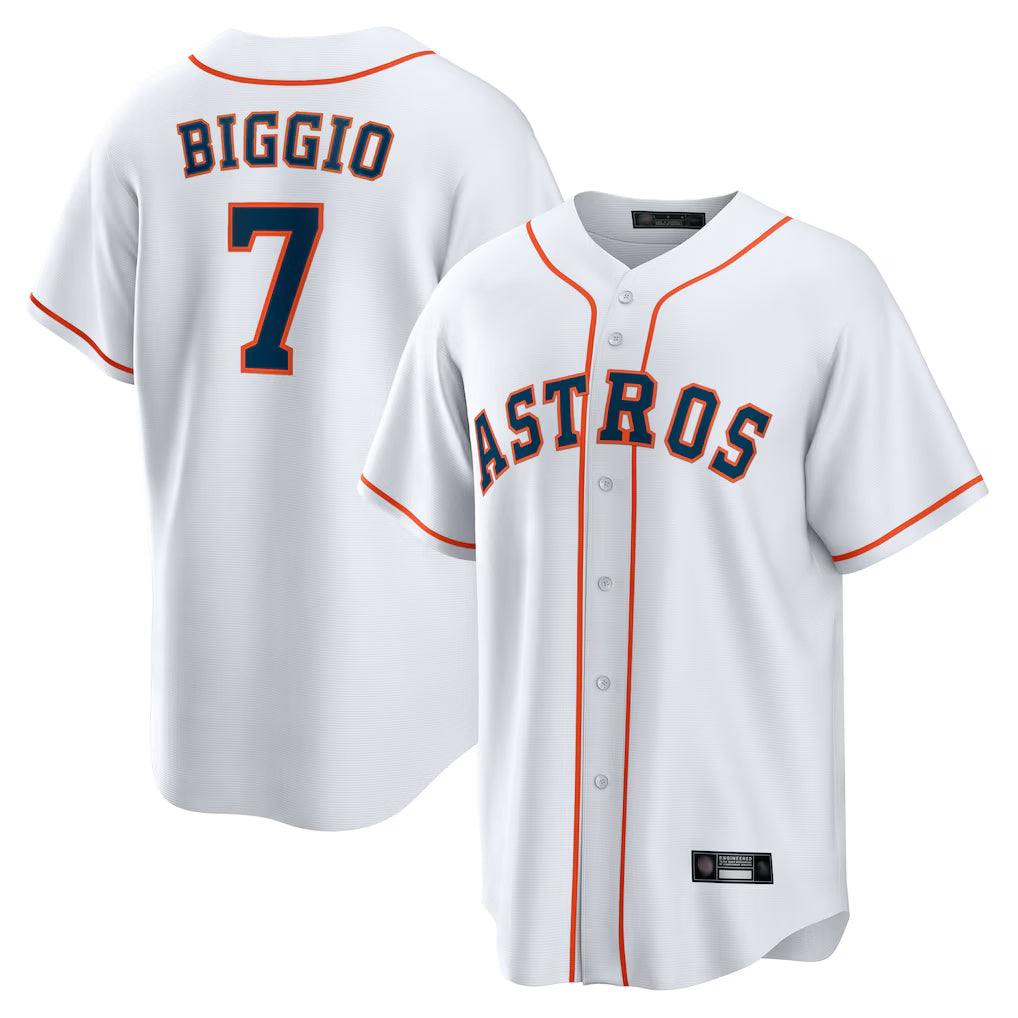 H.Astros #7 Craig Biggio Player White Home Game Edoa Stitched Jerseys
