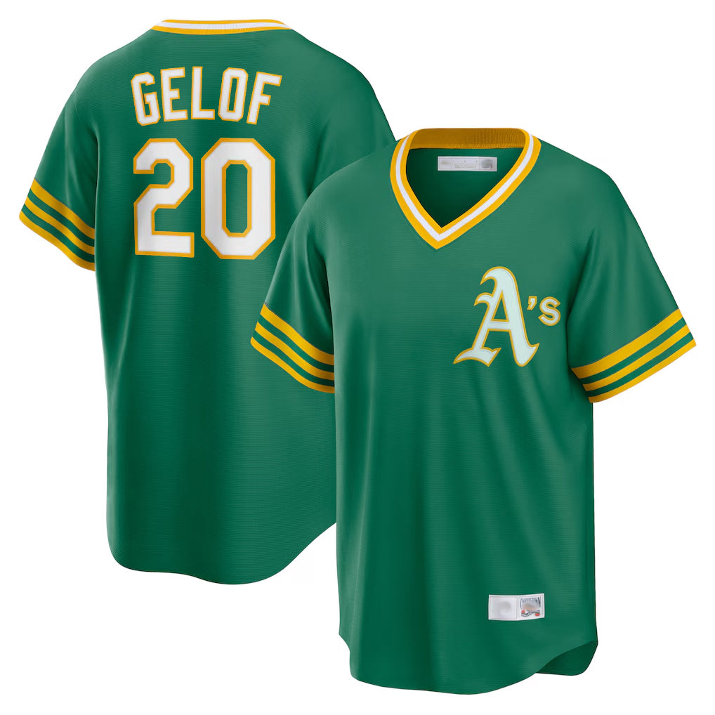 Athletics #20 Zack Gelof Player Kelly Green Cooperstown Collection T-shirt Game Edoa Stitched Jerseys