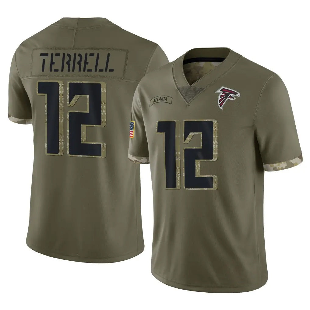 A.Falcons #12 Avieon Terrell Player Olive Salute To Service Edoa Stitched Jerseys