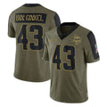 M.Vikings #43 Andrew Van Ginkel Player Olive Salute To Service Limited Game Edoa Stitched Jerseys
