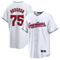 C.Guardians #75 Connor Brogdon Player White Home Game Edoa Stitched Jerseys