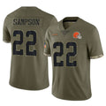 C.Browns #22 Dylan Sampson Player Olive Salute to Service Limited Game Edoa Stitched Jerseys