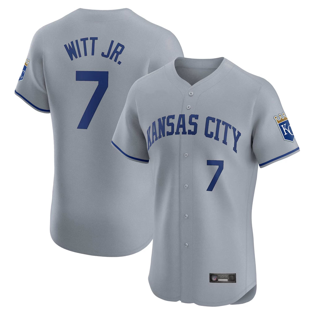 KC.Royals #7 Bobby Witt Jr. Player Gray Limited Elite Home Edoa Stitched Jerseys
