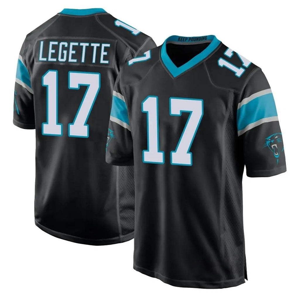 C.Panthers #17 Xavier Legette Player Black Game Edoa Stitched Jerseys