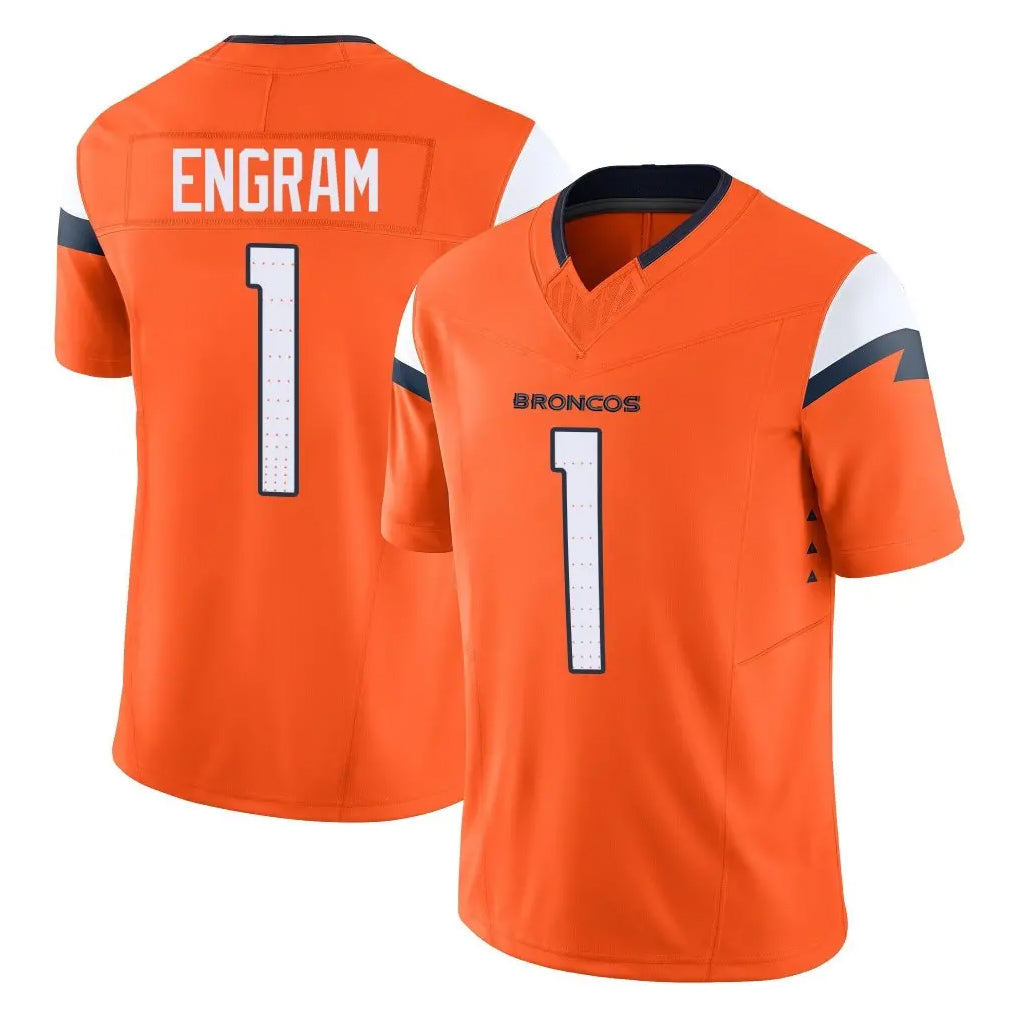 D.Broncos #1 Evan Engram Player Orange Vapor F.U.S.E. Limited Home Game Edoa Stitched Jerseys