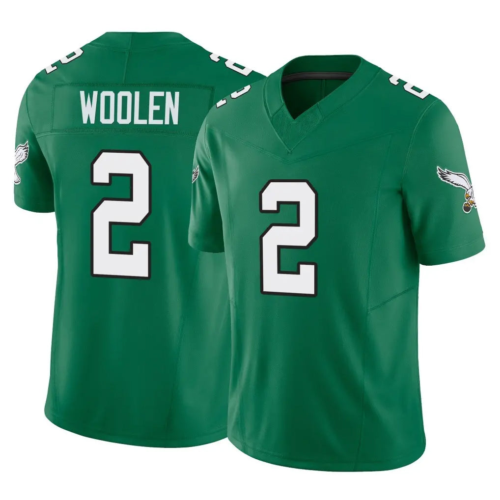 P.Eagles #2 Riq Woolen Player Green Kelly Alternate Vapor F.U.S.E. Home Game Edoa Stitched Jerseys