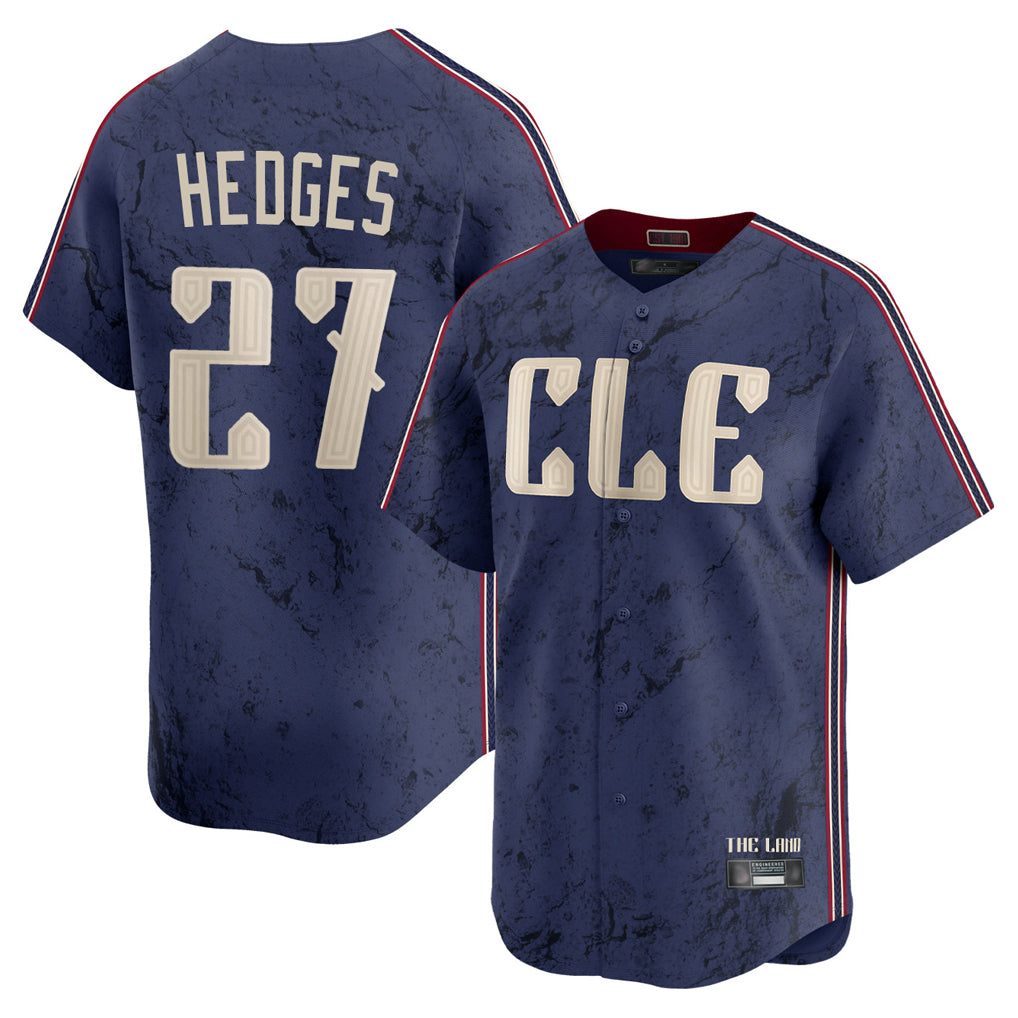 C.Guardians #27 Austin Hedges Player Navy City Connect Limited Home Edoa Stitched Jerseys