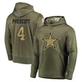 D.Cowboys #4 Dak Prescott Player Olive Salute to Service Pullover Hoodies Home Game Edoa Stitched Jerseys
