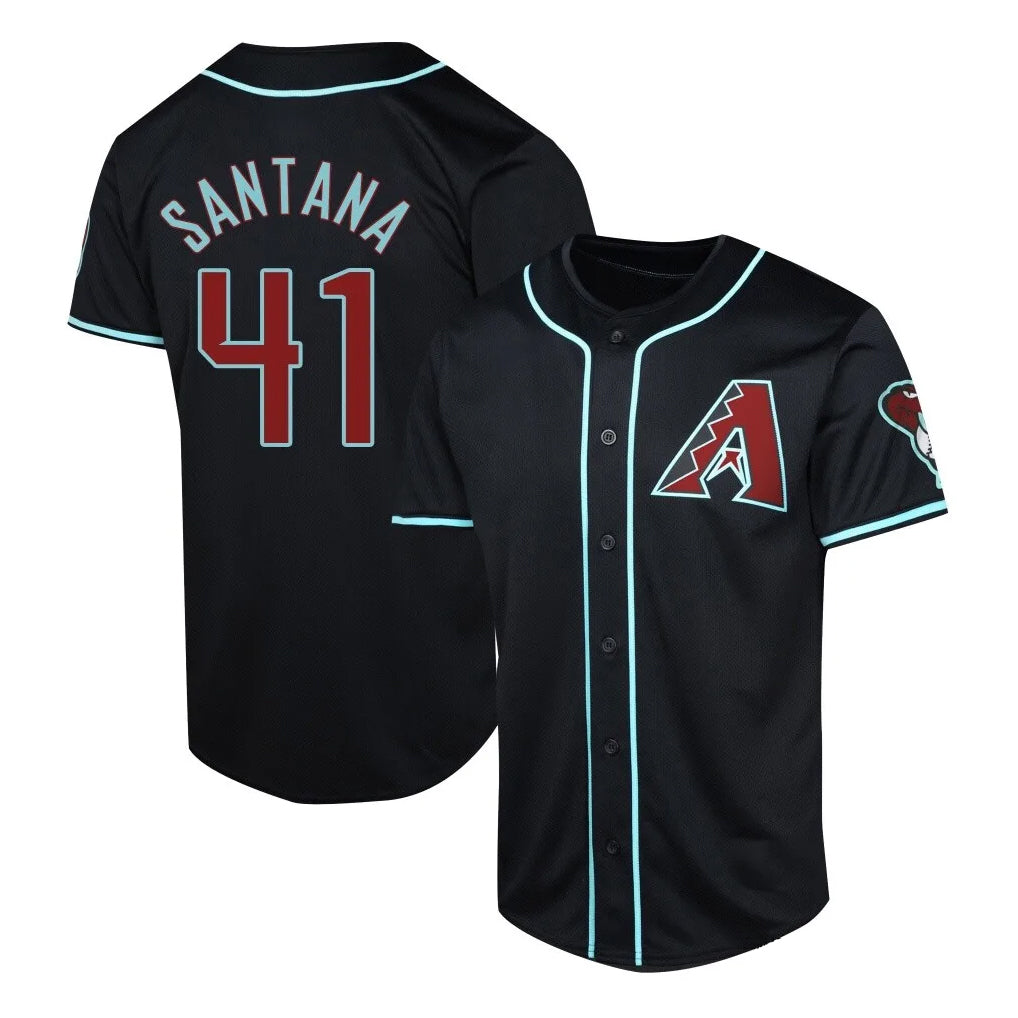 A.Diamondbacks #41 Carlos Santana Player Black Limited Home Game Edoa Stitched Jerseys