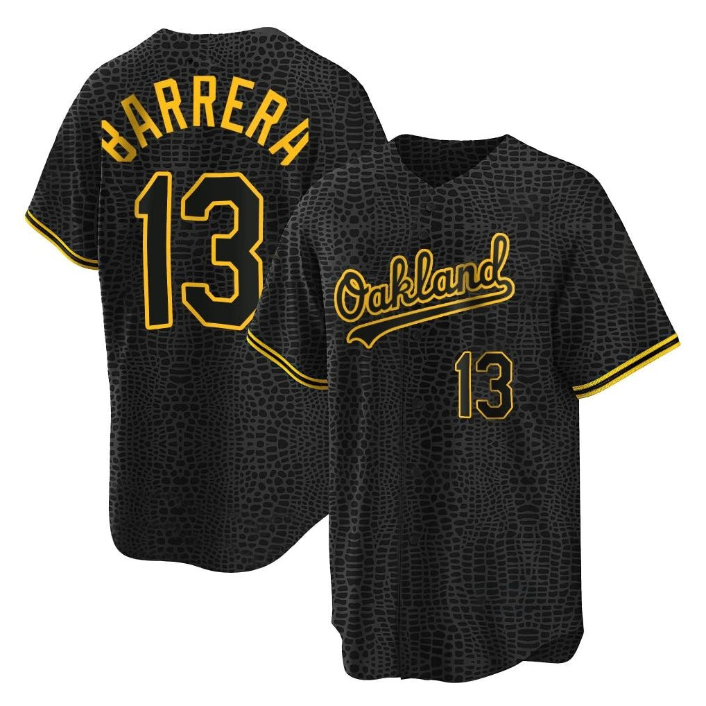 Athletics #13 Luis Barrera Player Black Snake Skin City Home Game Edoa Stitched Jerseys
