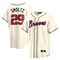 A.Braves #29 John Smoltz Player Cream Home Game Edoa Stitched Jerseys