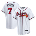 A.Braves #7 Ha-Seong Kim Player White Home Game Edoa Stitched Jerseys