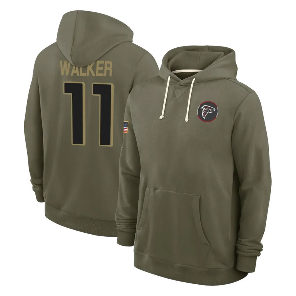 A.Falcons #11 Jalon Walker Player Olive 2025 Salute to Service Hoodies Edoa Stitched Jerseys