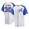 A.Braves #30 Drake Baldwin Player White City Connect Home Game Edoa Stitched Jerseys