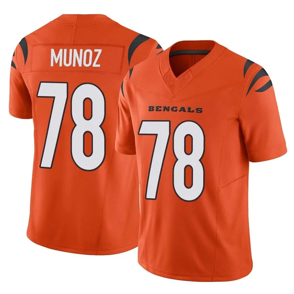 C.Bengals #78 Anthony Munoz Player Orange Vapor F.U.S.E. Limited Home Game Edoa Stitched Jerseys