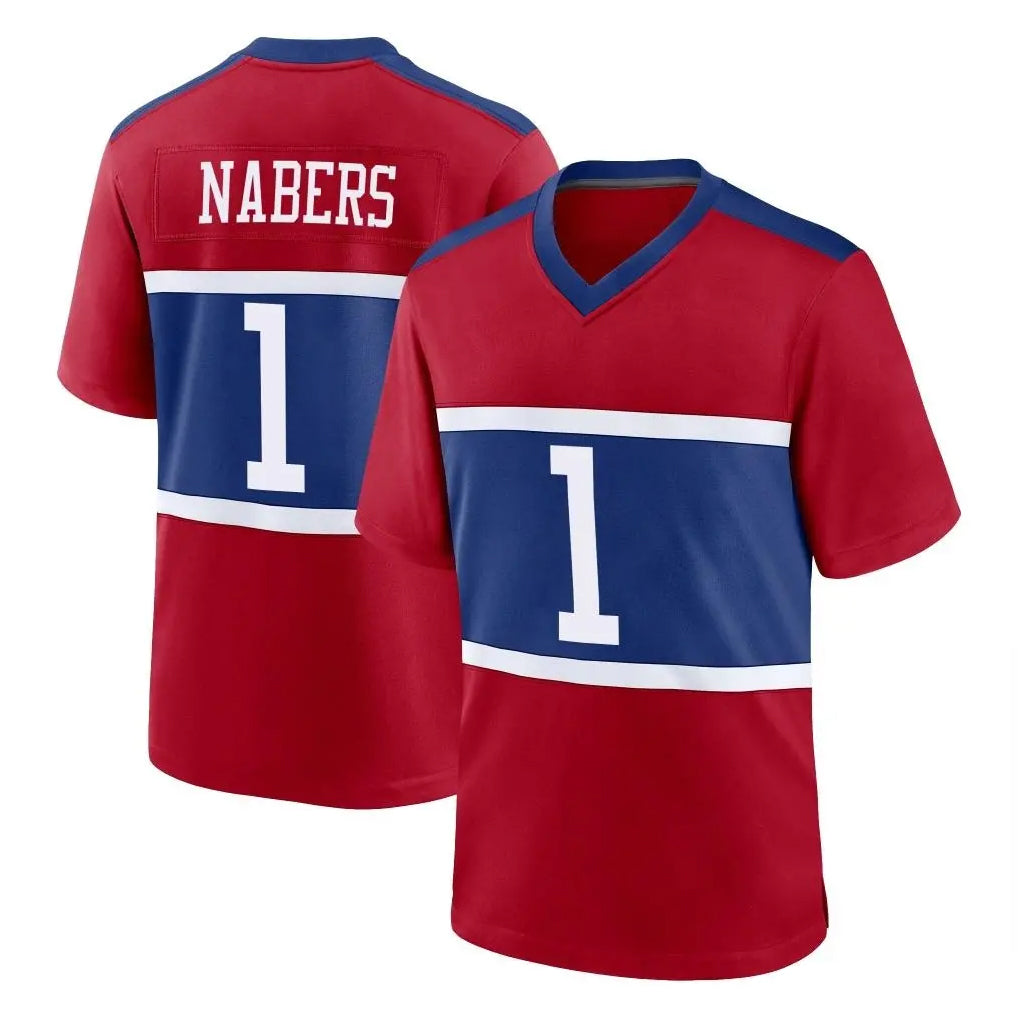 NY.Giants #1 Malik Nabers Player Red Century Home Game Edoa Stitched Jerseys