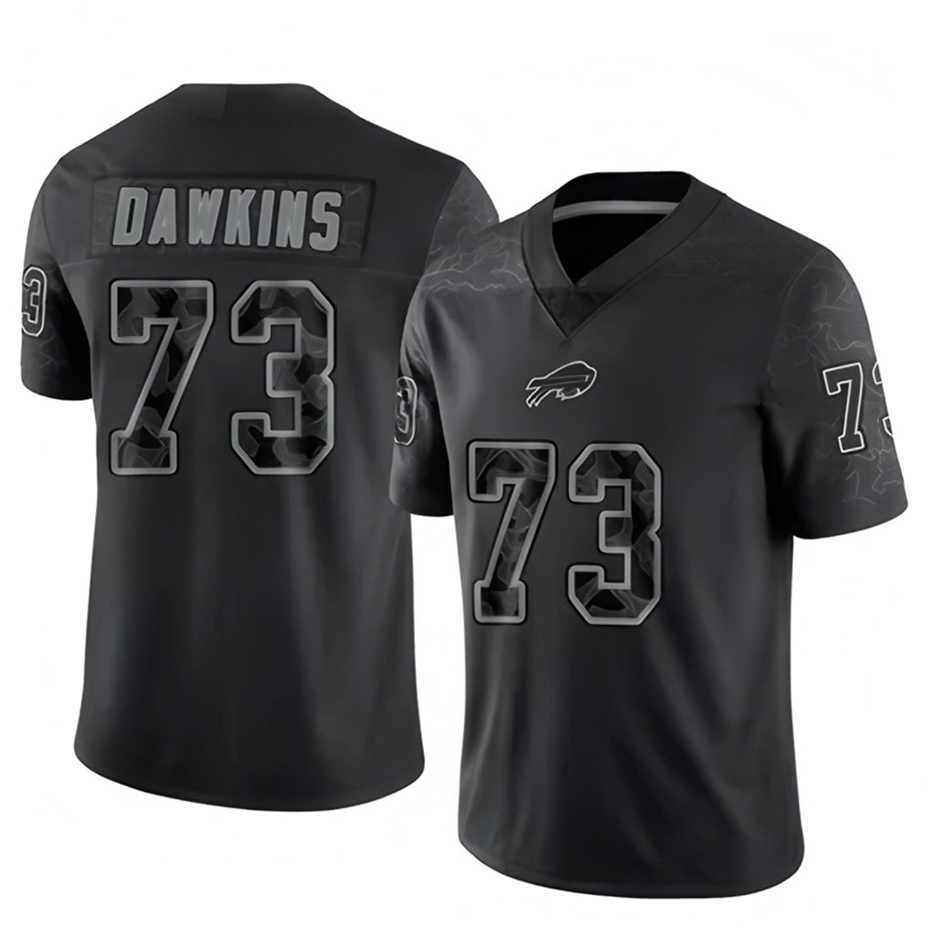 B.Bills #73 Dion Dawkins Player Black RFLCTV Limited Edoa Stitched Jerseys