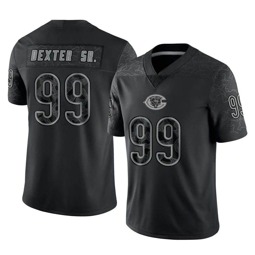 C.Bears #99 Gervon Dexter Sr. Player Black REFLECTIVE Limited Game Edoa Stitched Jerseys