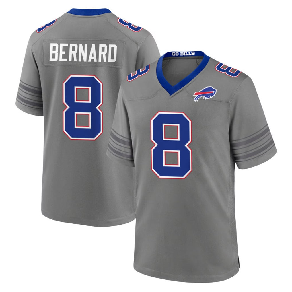B.Bills #8 Terrel Bernard Player Gray Nickel City Home Game Edoa Stitched Jerseys