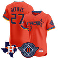 H.Astros #27 Jose Altuve Player Orange City Connect Texas Patch Vapor Premier Limited Elite Home Edoa Stitched Jerseys