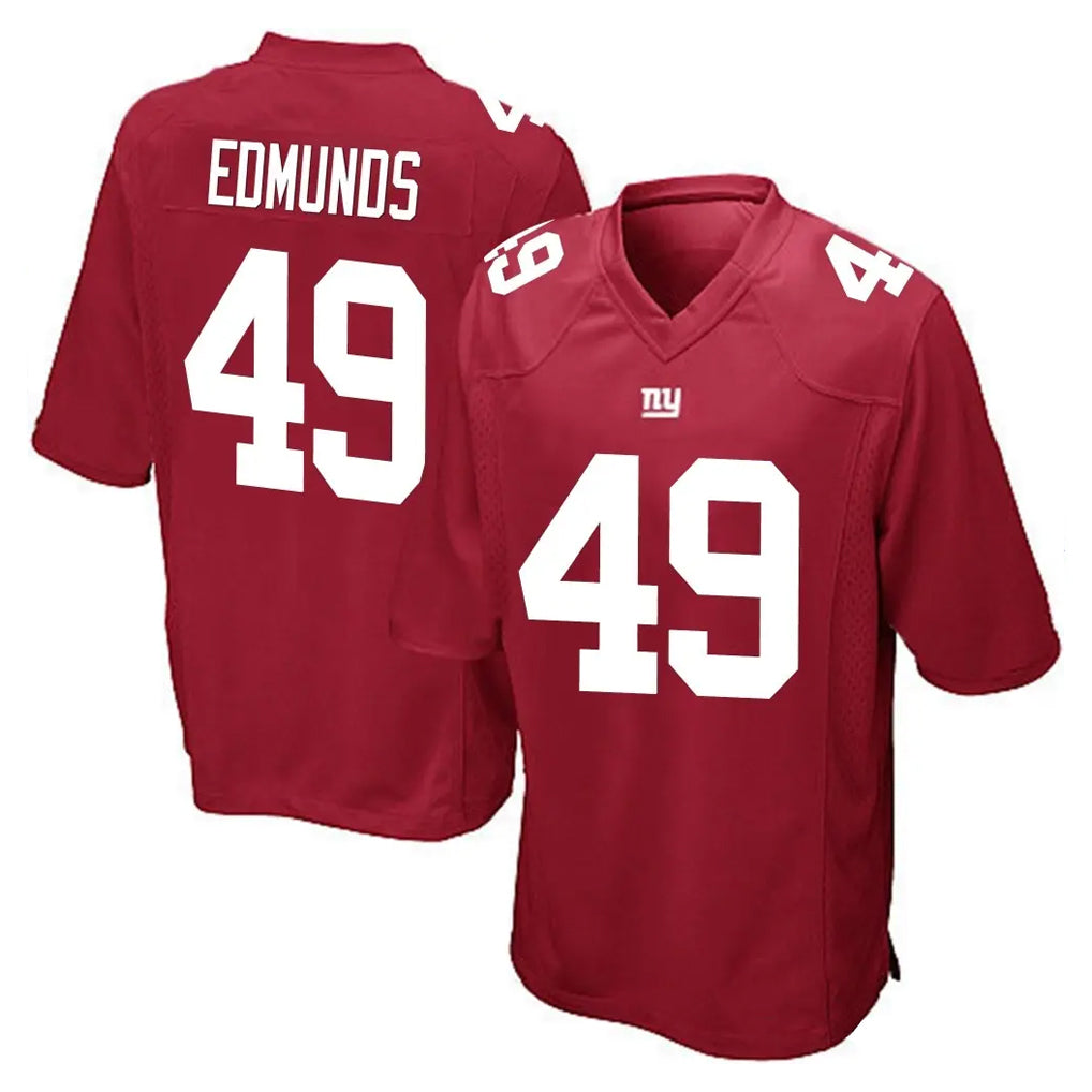 NY.Giants #49 Tremaine Edmunds Player Red Home Game Edoa Stitched Jerseys