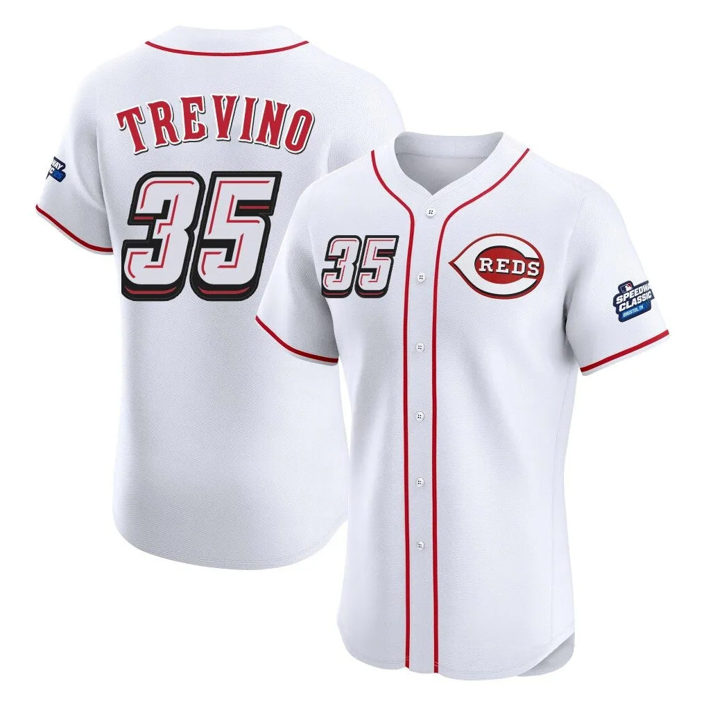 C.Reds #35 Jose Trevino Player White Speedway Classic Limited Elite Home Edoa Stitched Jerseys