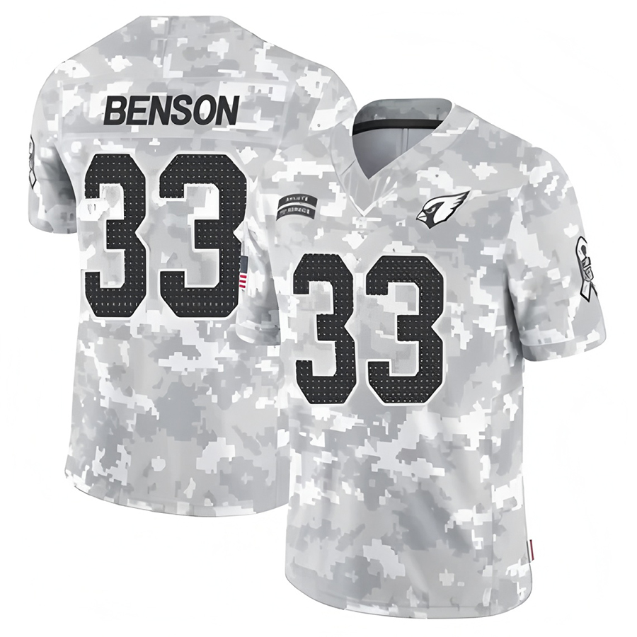 A.Cardinals #33 Trey Benson Player Camo Salute to Service Limited Edoa Stitched Jerseys