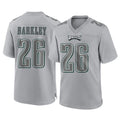P.Eagles #26 Saquon Barkley Player Gray Atmosphere Fashion Home Game Edoa Stitched Jerseys