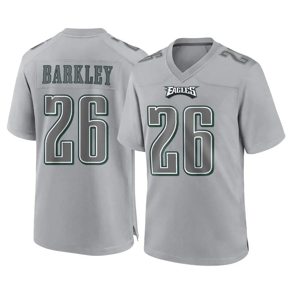 P.Eagles #26 Saquon Barkley Player Gray Atmosphere Fashion Home Game Edoa Stitched Jerseys