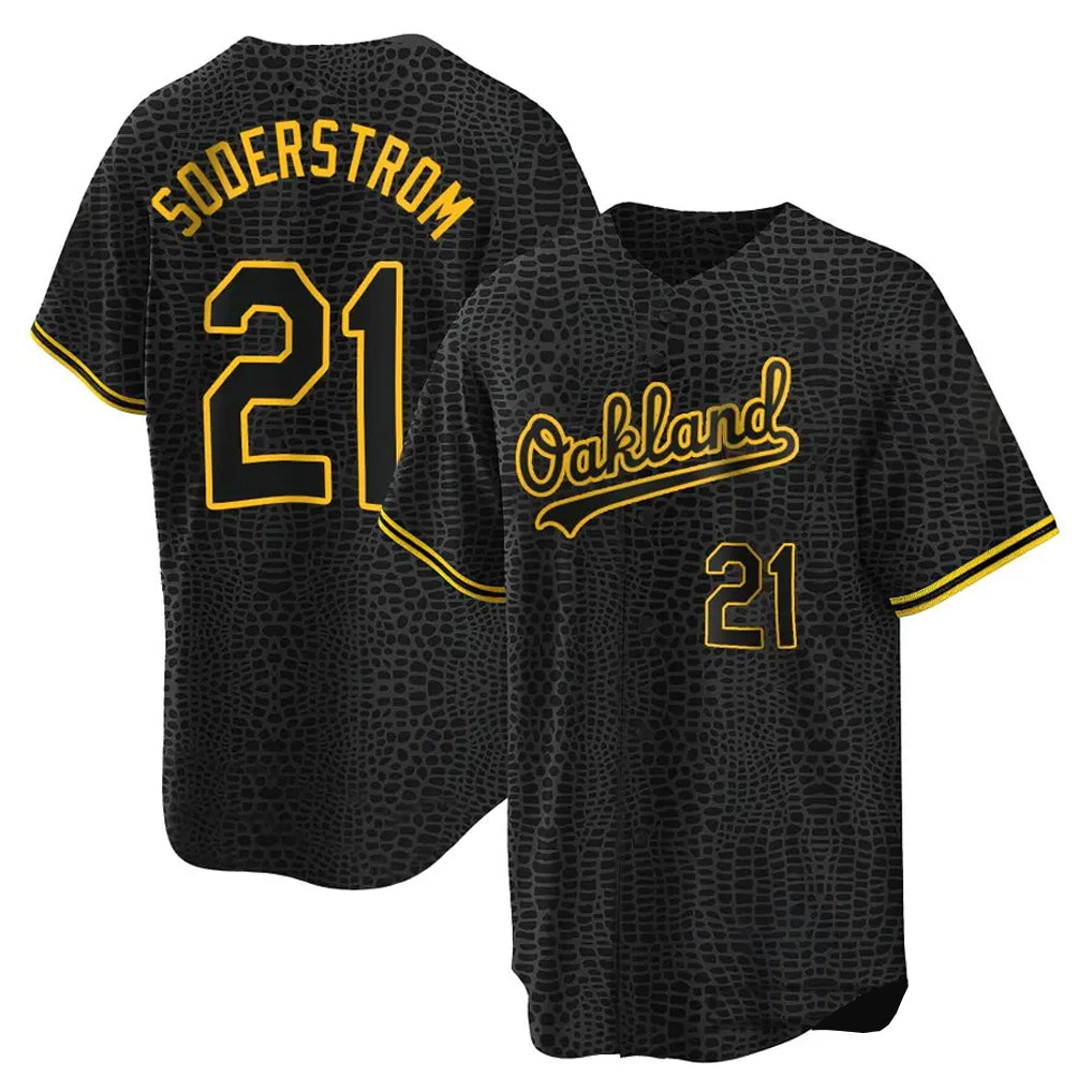 Athletics #21 Tyler Soderstrom Player Black Snake Skin City Home Game Edoa Stitched Jerseys