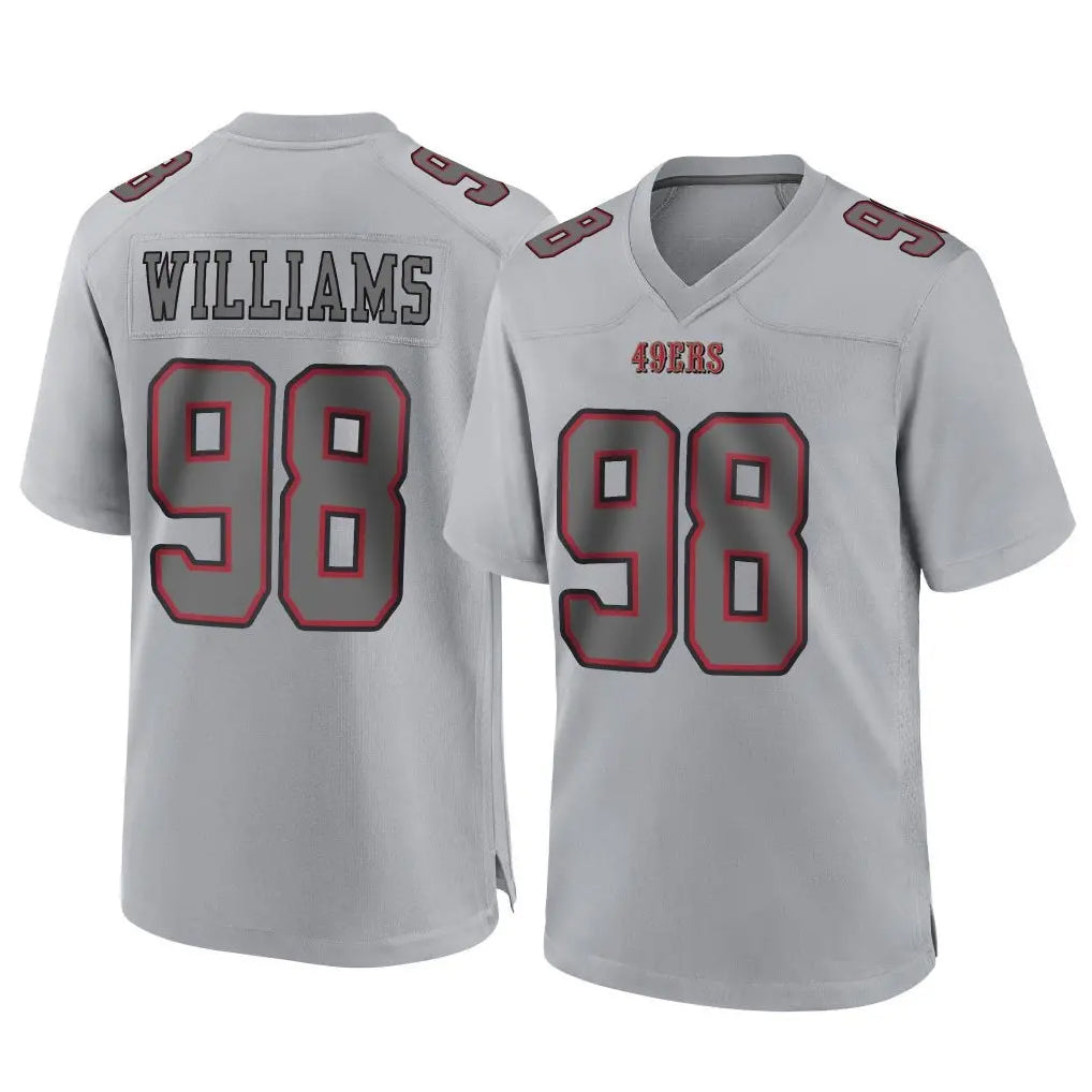 SF.49ers #98 Mykel Williams Player Gray Atmosphere Fashion Home Game Edoa Stitched Jerseys