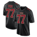 SF.49ers #77 Dominick Puni Player Black Fashion Home Game Edoa Stitched Jerseys