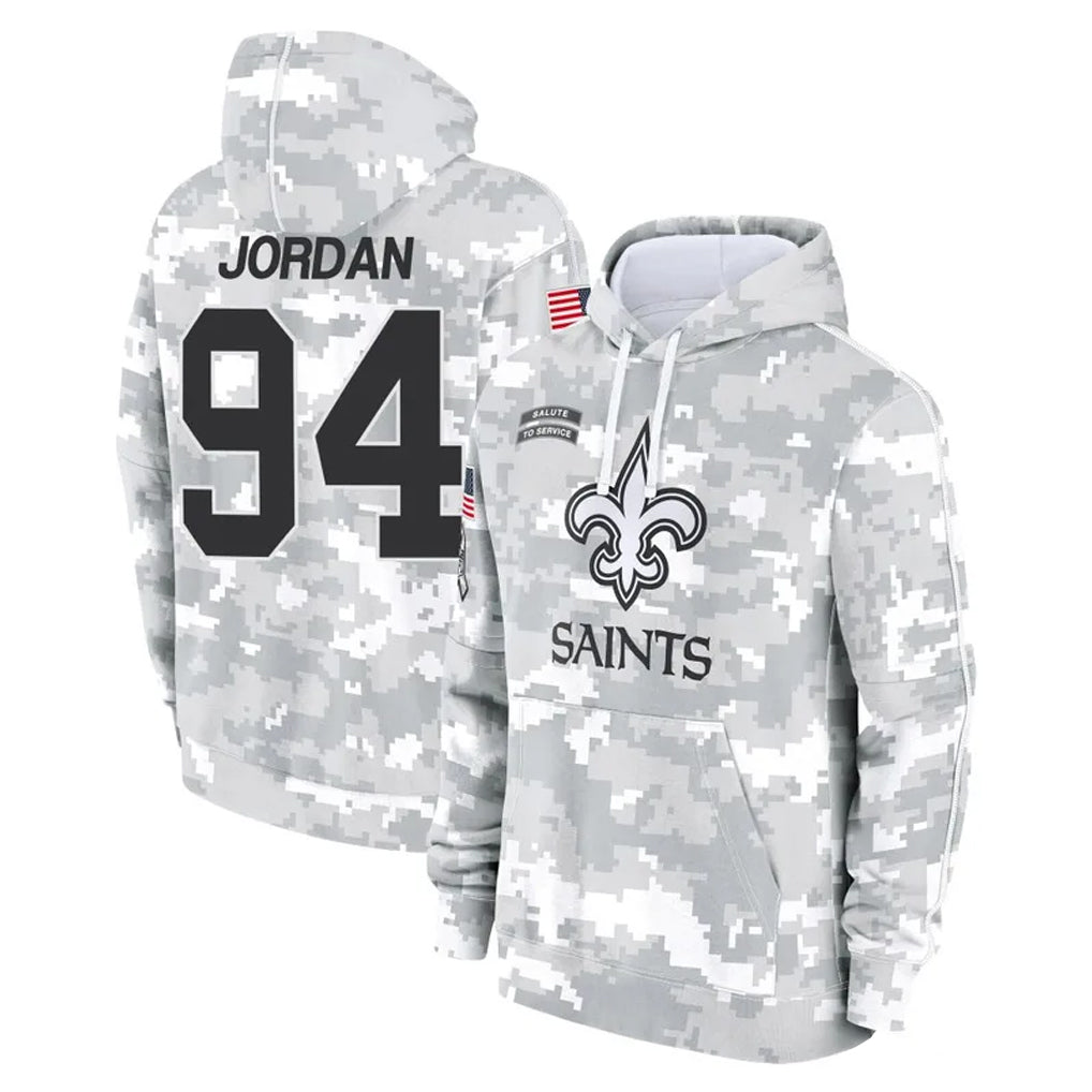NO.Saints #94 Cameron Jordan Player Arctic Camo Salute to Service Pullover Hoodies Limited Game Edoa Stitched Jerseys
