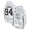 NO.Saints #94 Cameron Jordan Player Arctic Camo Salute to Service Pullover Hoodies Limited Game Edoa Stitched Jerseys