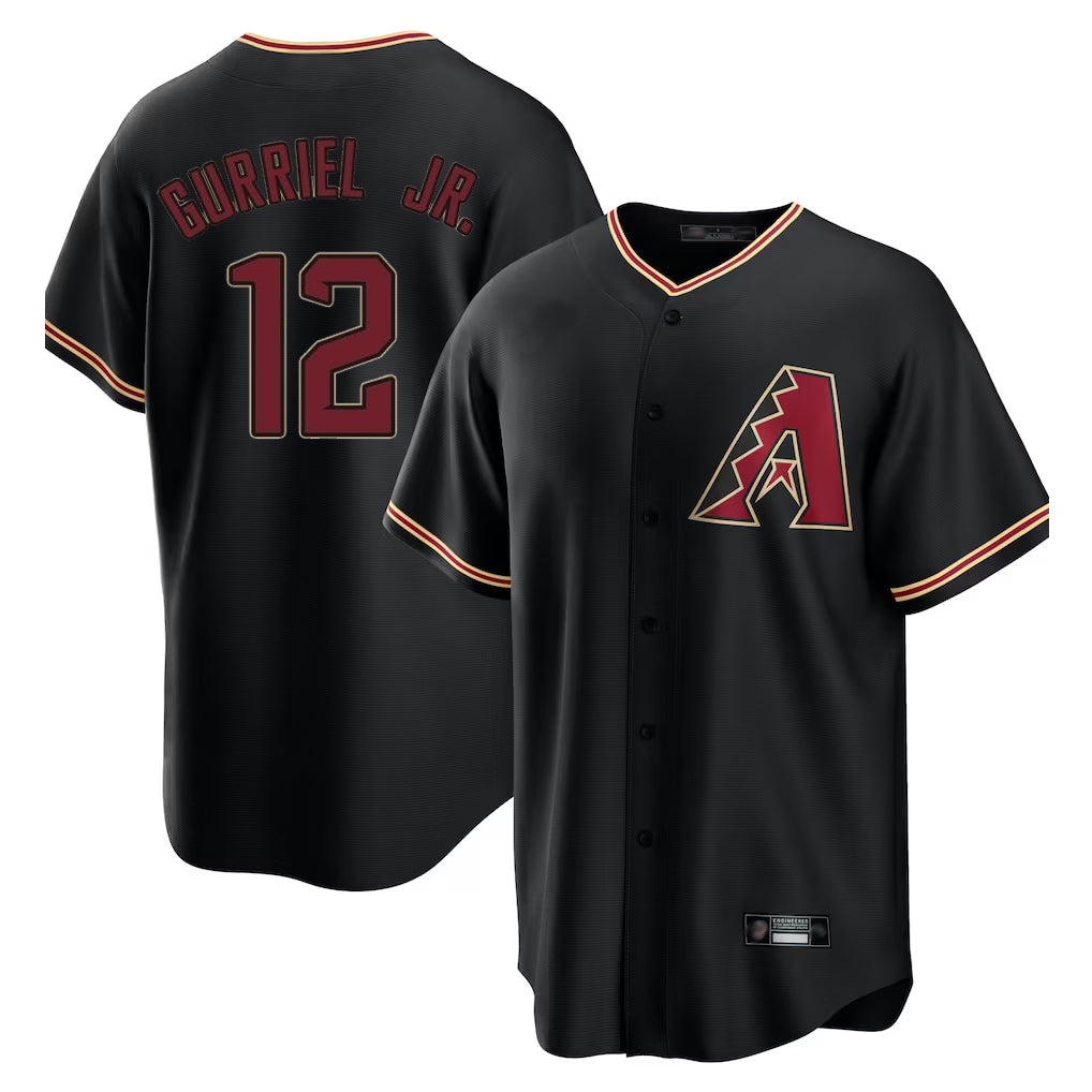A.Diamondbacks #12 Lourdes Gurriel Jr Player Black Limited Home Edoa Stitched Jerseys