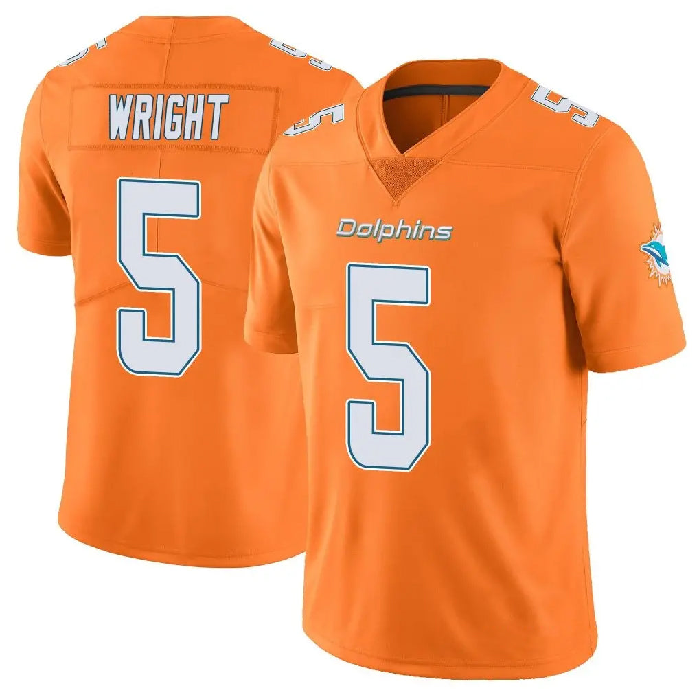 M.Dolphins #5 Jaylen Wright Player Orange Limited Home Game Edoa Stitched Jerseys