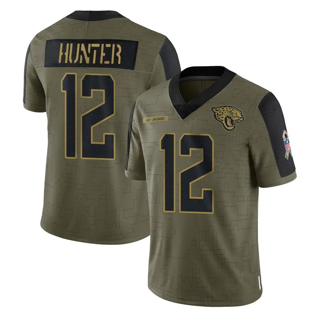 J.Jaguars #12 Travis Hunter Player Olive Salute To Service Limited Game Edoa Stitched Jerseys