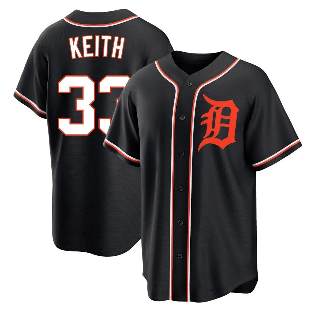 D.Tigers #33 Colt Keith Player Black Fashion Out Home Game Edoa Stitched Jerseys