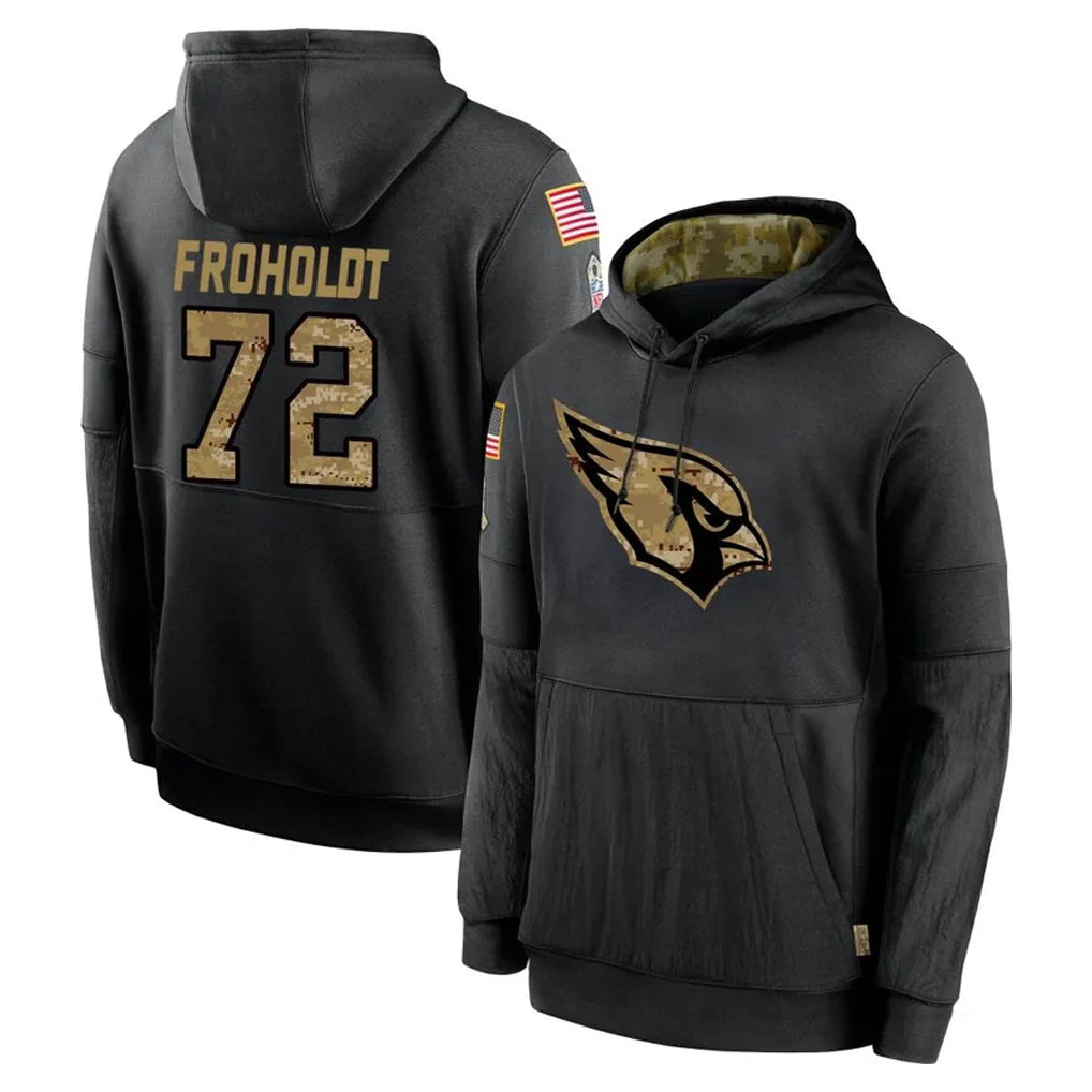A.Cardinals #72 Hjalte Froholdt Player Black Salute to Service Sideline Performance Pullover Hoodies Home Game Edoa Stitched Jerseys