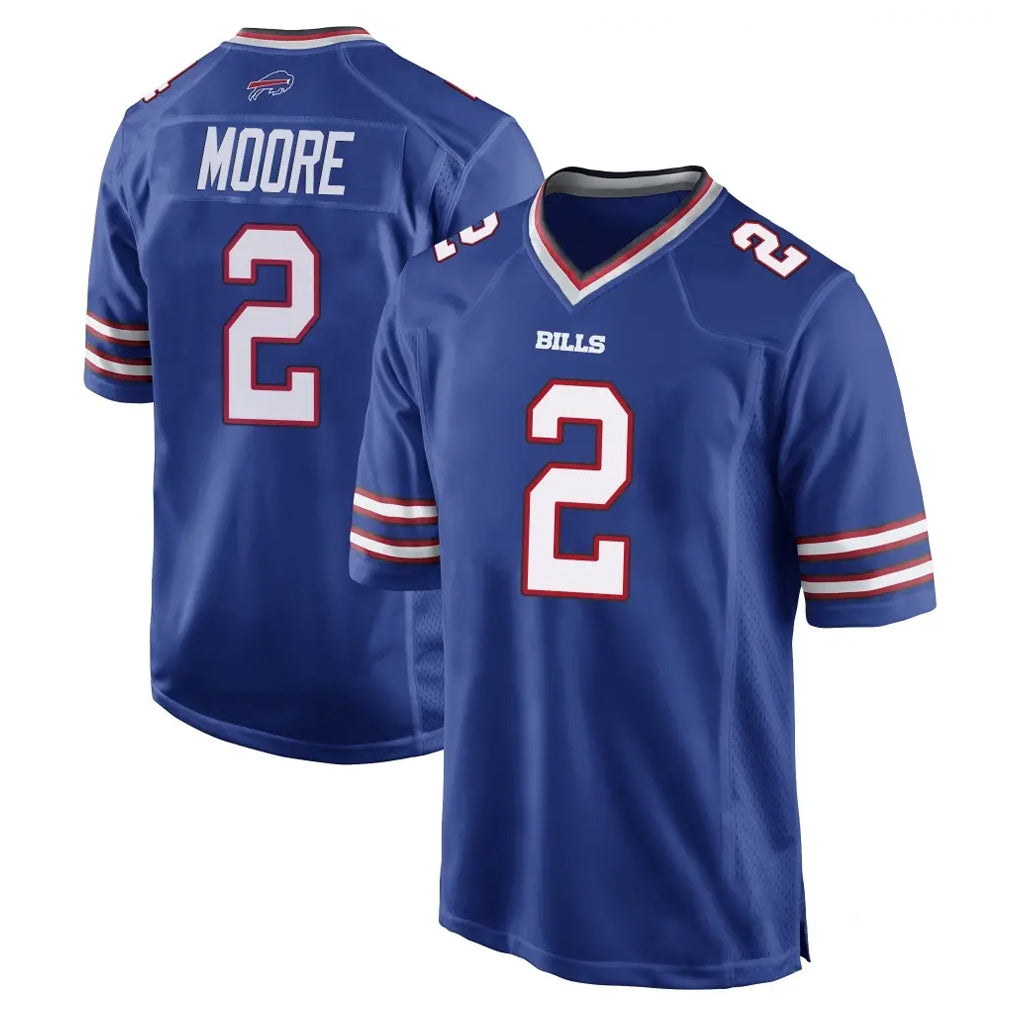 B.Bills #2 DJ Moore Player Royal Home Game Edoa Stitched Jerseys
