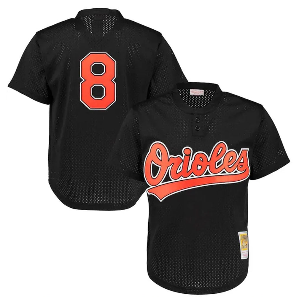 B.Orioles #8 Cal Ripken Player Black Mitchell & Ness 1997 Cooperstown Mesh Game Edoa Stitched Jerseys