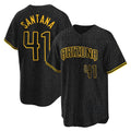 A.Diamondbacks #41 Carlos Santana Player Black Snake Skin City Home Game Edoa Stitched Jerseys