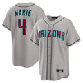 A.Diamondbacks #4 Ketel Marte Player Gray Road Home Game Edoa Stitched Jerseys